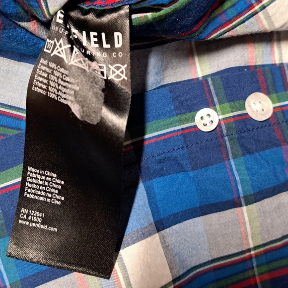 Penfield Men's Button Down Shirt Classic Fit Blue Check Size Large - Picture 7 of 8